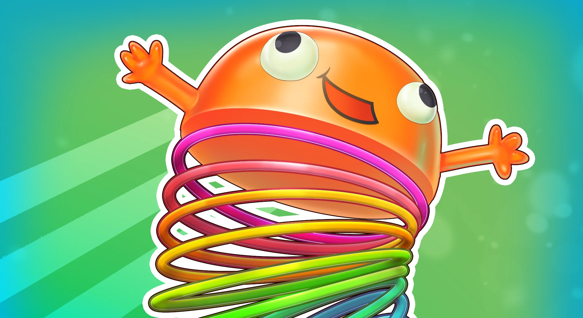 Spring Flip 3D hero art with a spring-toy character leaping across a bedroom.